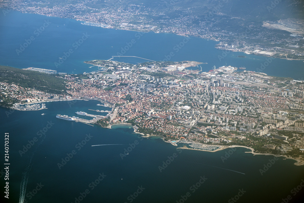 Aerial view of Split city in Croatia.