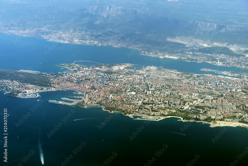 Aerial view of Split city in Croatia.