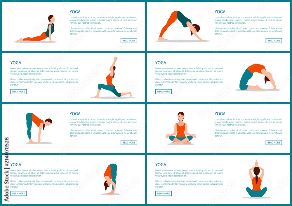 Yoga Collection of Web Pages Vector Illustration