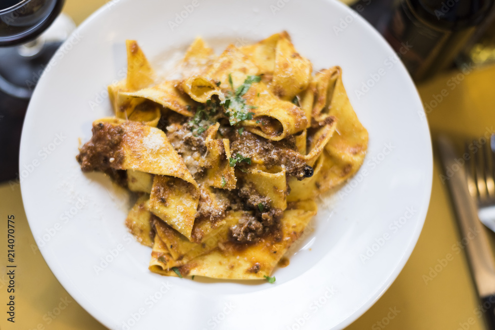 pappardelle with wild boar sauce, Tuscan cuisine
