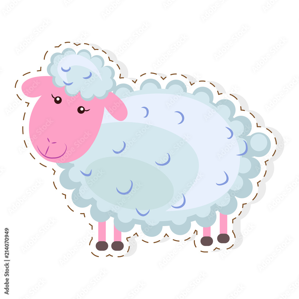 Obraz premium Cute sheep Cartoon Flat Vector Sticker or Icon