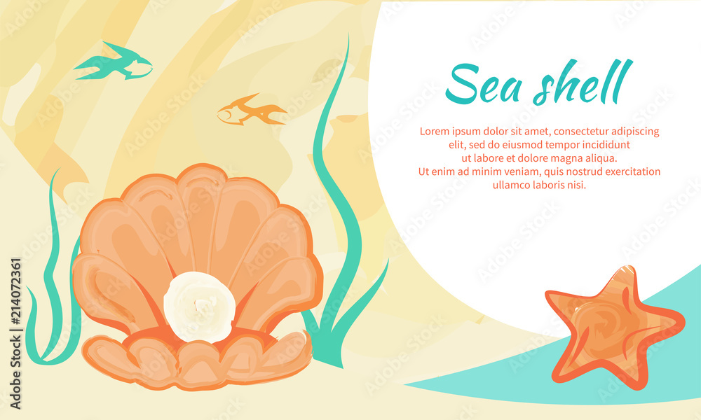 Sea Shell Creative Poster with Valued Gemstone