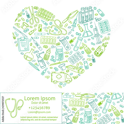 medecine doodle hand drawn vector template