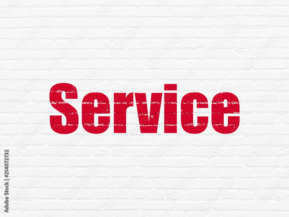 Business concept: Painted red text Service on White Brick wall background
