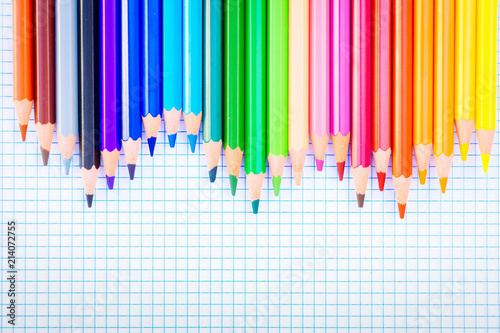 Back to school pencils rainbow on ruled paper  retro toned