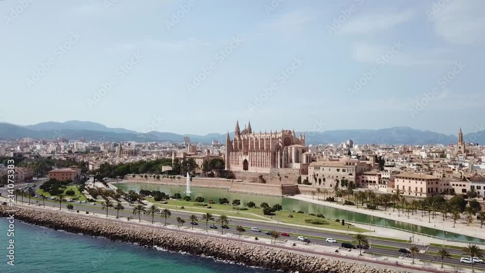 Aerial: Cityscape of Palma de Mallorca, Spain Aerial: Cityscape of Palma de Mallorca, Spain