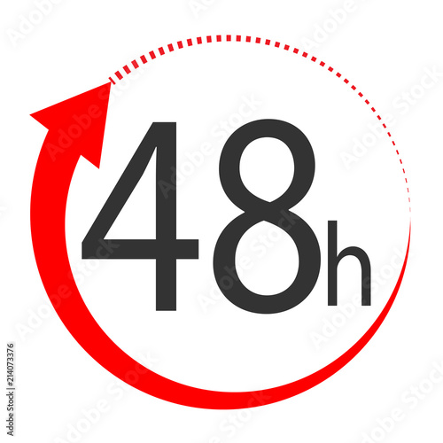 48 hours on white background. flat style. 48 hours sign. 48 hours for your web site design, logo, app, UI. 48 hours symbol. turn around time icon with circular arrow.