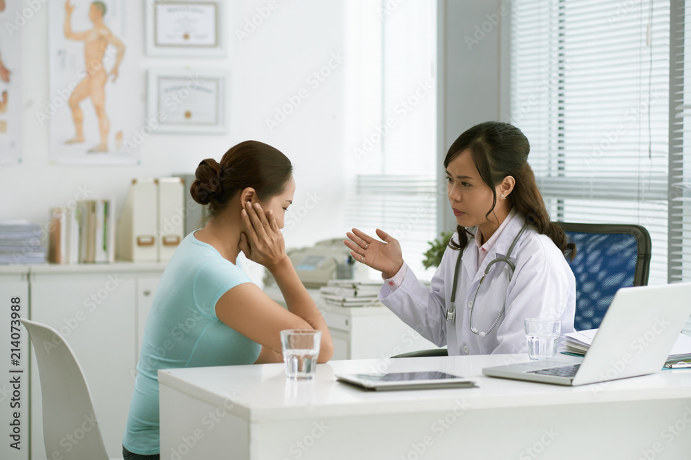 Talking doctor and patient Talking doctor and patient