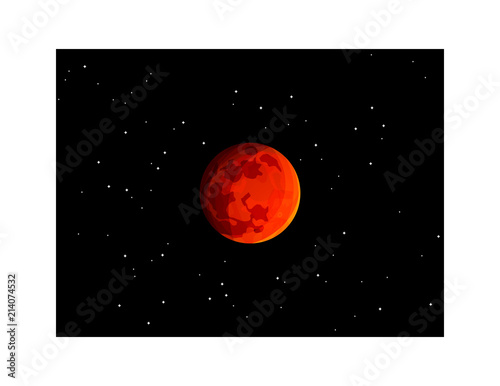 Mars planet isolated on outer space with stars