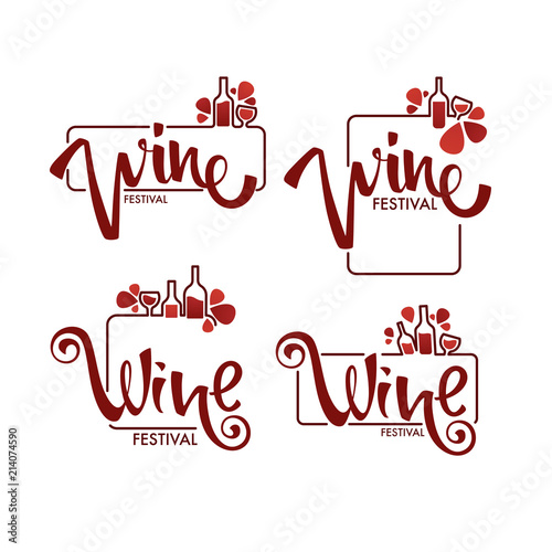 Red Wine Festival, young wine  logo, emblems, labels