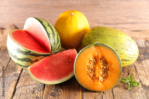 variety of melon and watermelon photo
