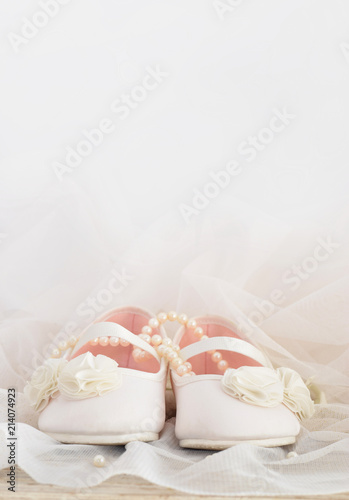 Satin shoe vertical with free space for text