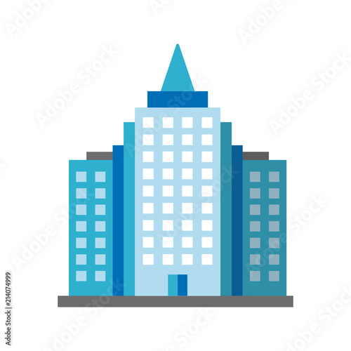 Multi-storey building flat design long shadow color icon