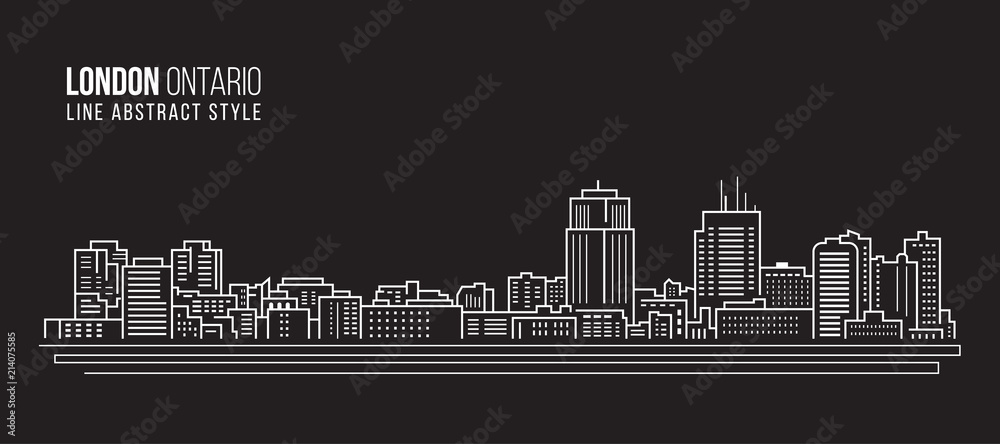 Cityscape Building Line art Vector Illustration design - london city , Ontario canada
