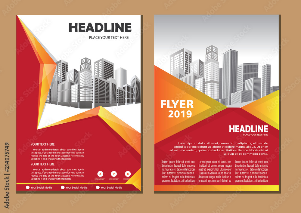 Brochure layout annual report poster flyer with geometric shape