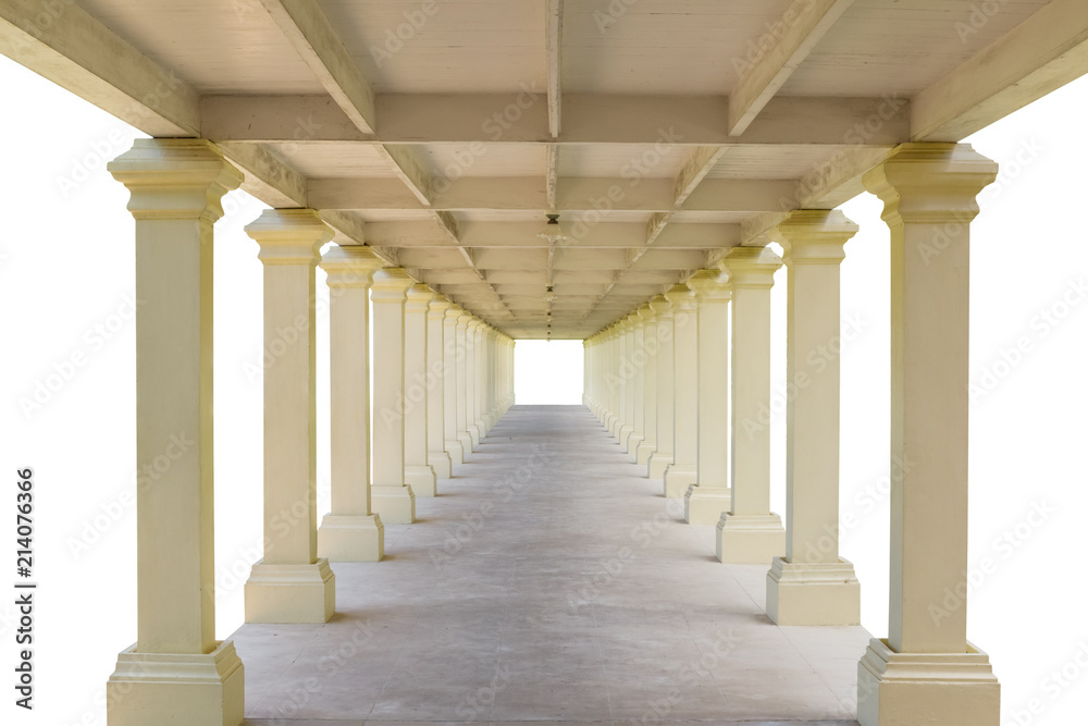 Corridors and pillars,isolated on white background with clipping path.
