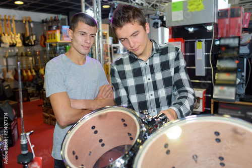 drum kit in music shop