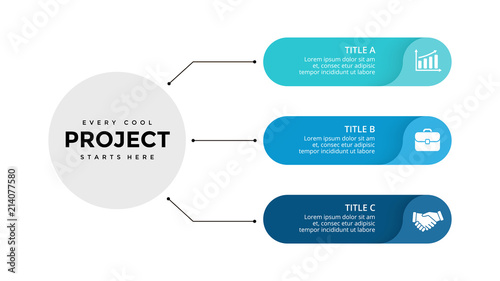 Vector circle arrows infographic, cycle diagram, labels graph, stickers presentation chart. Business concept with 3 options, parts, steps, processes. Slide template.