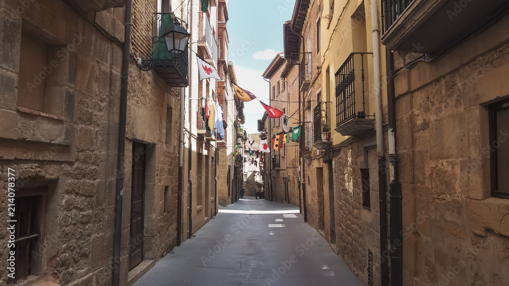 typical medieval streets of the historic center of Laguardia,Spain