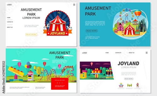 Flat Amusement Park Websites Set
