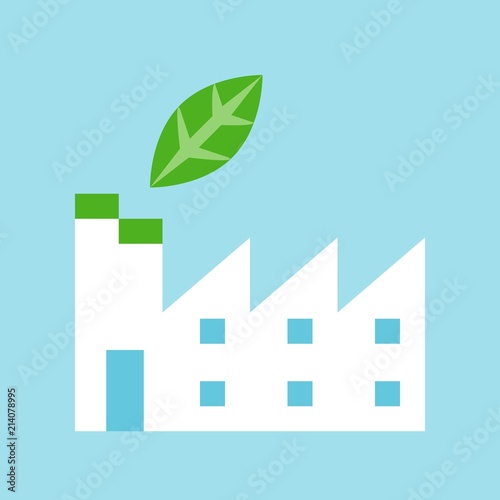 Green factory, Flat icon of clean energy and save environmental concept