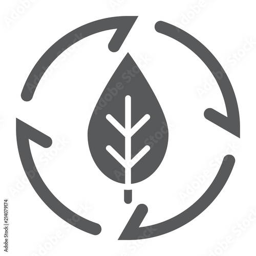 Leaf in arrows glyph icon, ecology and energy, green energy sign, vector graphics, a solid pattern on a white background, eps 10.