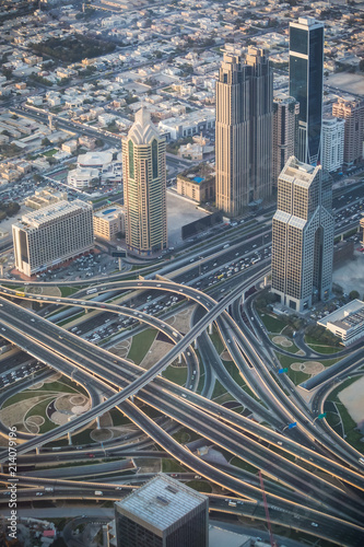 View of an interchange from top in Dubai, UAE