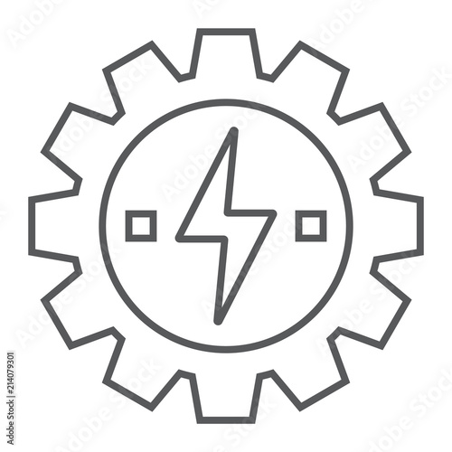 Free Download Gear with lightning thin line icon, ecology and energy, energy development sign, vector graphics, a linear pattern on a white background, eps 10. - GFXLoad