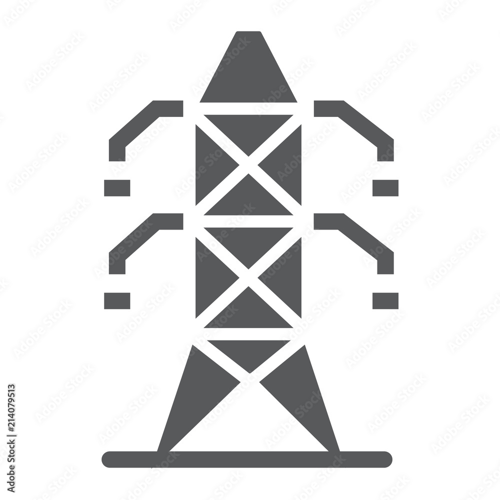 Electric tower glyph icon, ecology and energy, electricity sign, vector graphics, a solid pattern on a white background, eps 10. Electric tower glyph icon, ecology and energy, electricity sign, vector graphics, a solid pattern on a white background, eps 10.