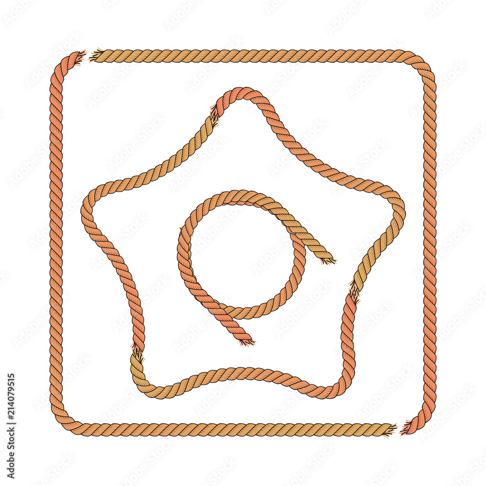 Square Rope Frame, Rope Star and Circle. Vector Illustration Square Rope Frame, Rope Star and Circle. Vector Illustration