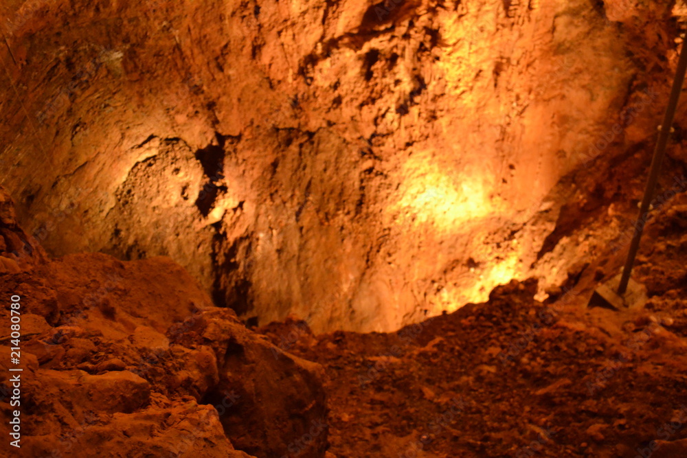 Fototapeta premium inside cave with gulf and nobody light