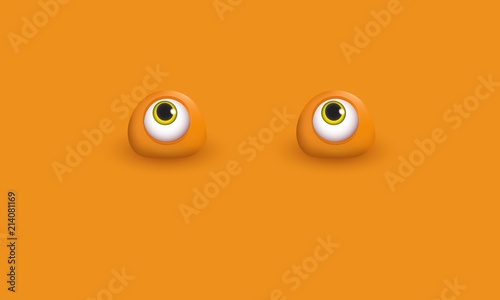 Abstract monochrome background with funny stylized 3d eyes Vector