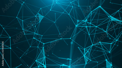 Abstract digital background. Big data visualization. Network connection structure. Science background. 3D rendering.