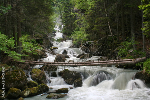 Waterfall Cascata del Casol in Parco Naturale Adamello Brenta near Pinzolo in South Tyrol in Italy 