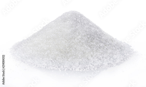 heap of white sugar isolated on white background.