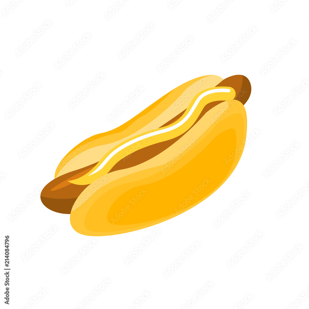 Icon of Hot Dog with mustard - fast food concept Icon of Hot Dog with mustard - fast food concept