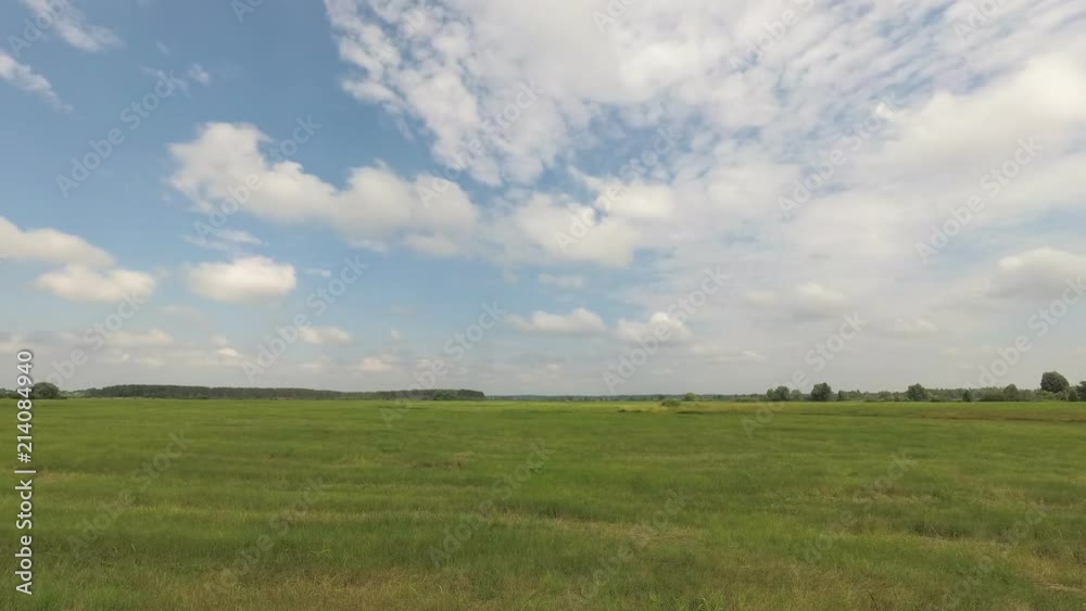 pasture, green meadow under a blue sky with clouds. pasture, green meadow under a blue sky with clouds.
