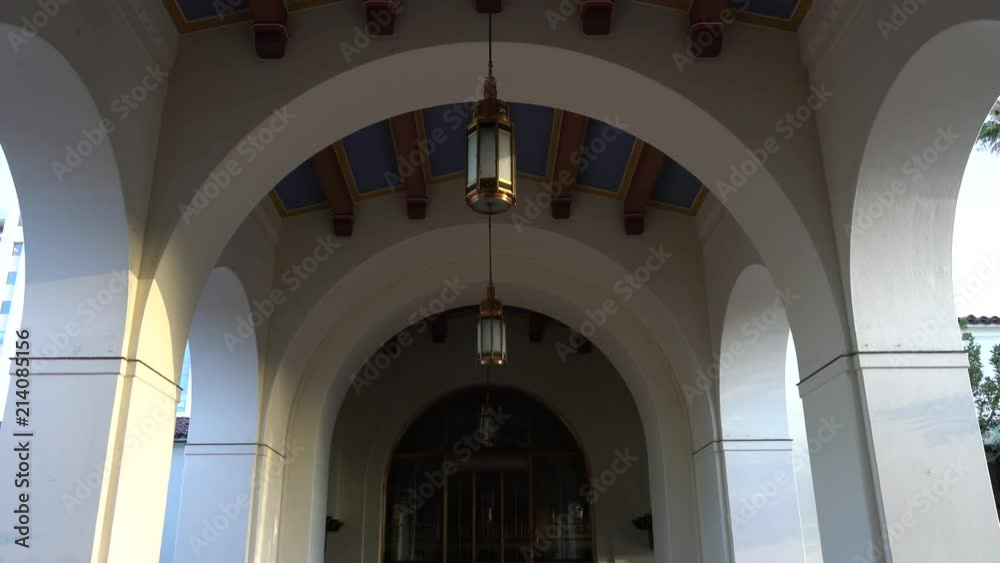 Los Angeles, JUL 12: Exterior view of the famous Union Station on JUL 12, 2018 at Los Angeles, California Los Angeles, JUL 12: Exterior view of the famous Union Station on JUL 12, 2018 at Los Angeles, California