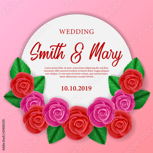 realistic red flower for wedding invitation