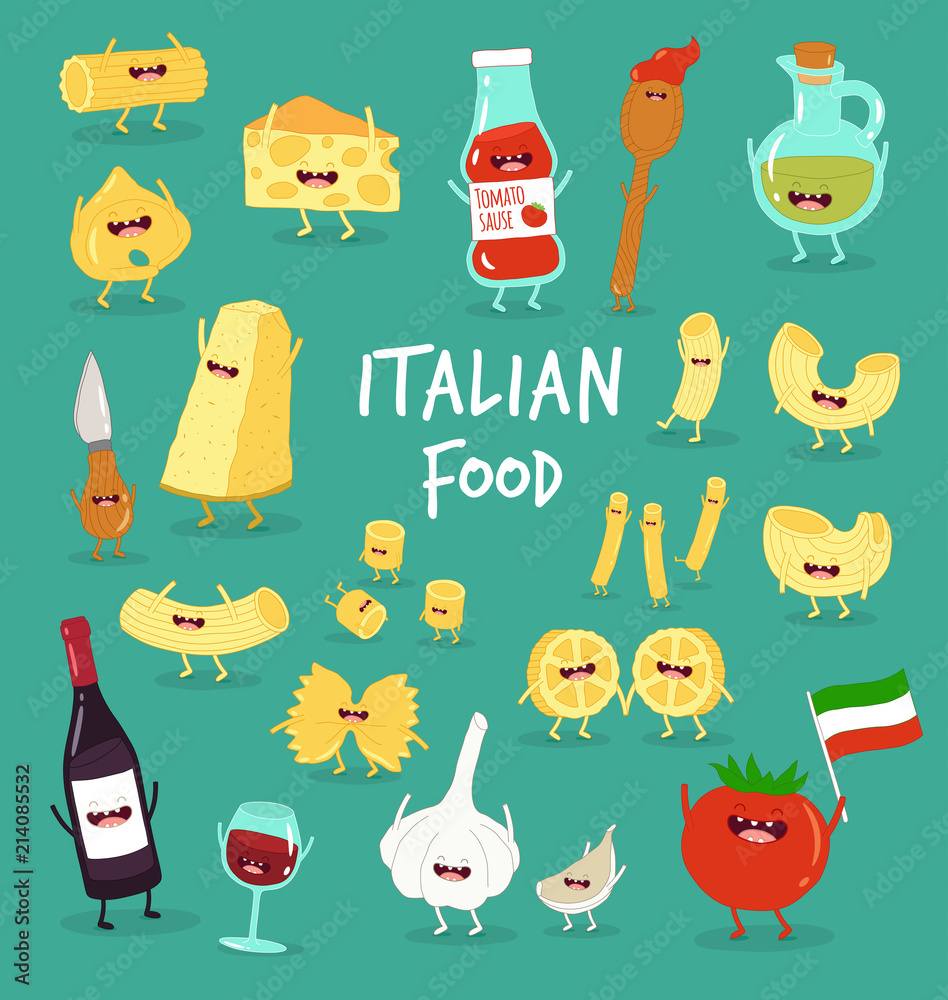 set-of-different-types-of-pasta-with-italian-food-vector-illustration