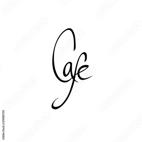 "Cafe" inscription isolated on a white background. Drawn calligraphy element.
