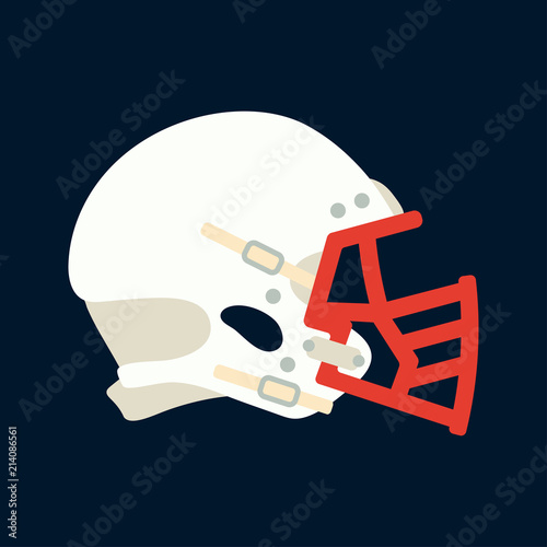 Color vector icon hockey, rugby, baseball defense helmet. Sport equipment success symbol. Head protection. Athletic competition activity. American football team game. Retro style illustration element.