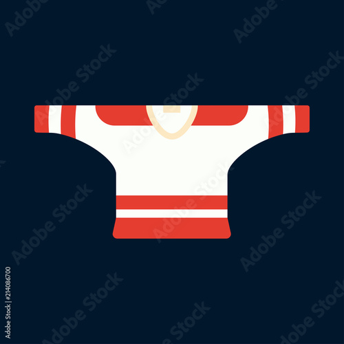 Color vector icon hockey, rugby, baseball uniform shirt and jacket. Sport equipment success symbol. Athletic competition activity. College outdoor training team game. Retro style illustration element.