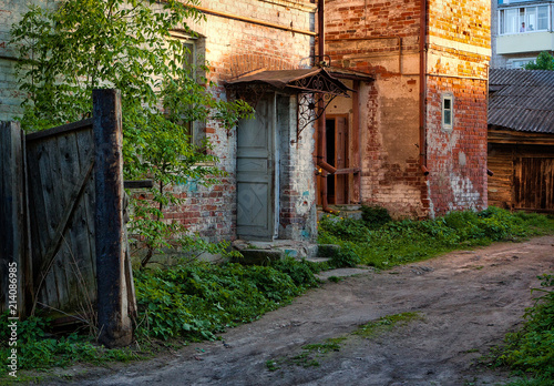 The old courtyard. Streets of the city of Kostroma. Russia.