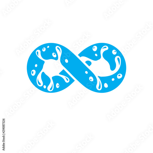 Freshwater conceptual blue vector emblem, infinity symbol. Water as the most important natural resource.