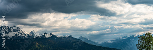 Switzerland, Thunersee and Niesen panorama view