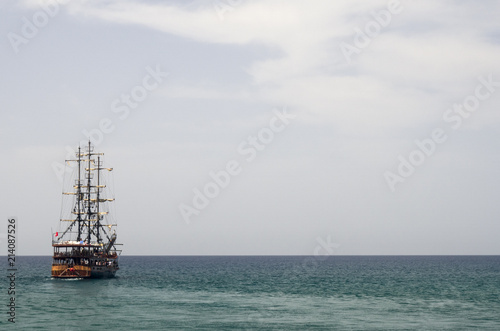 Boat cruise on Meditarean sea in Turkey