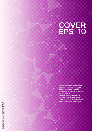 Global network connection geometric grid. Network nodes information technology concept. Vector cover page layout. 