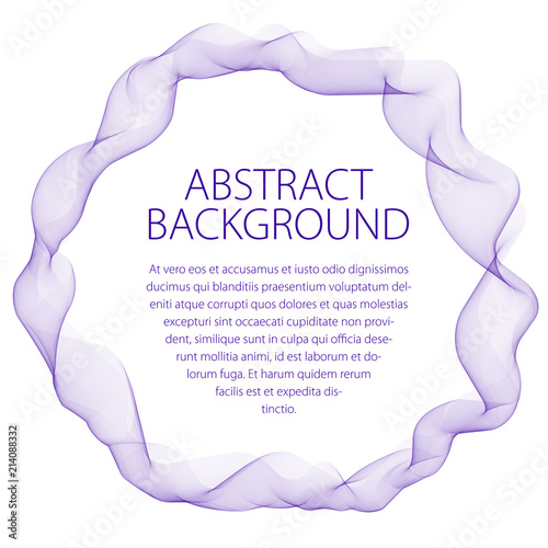Round smooth linear frame of wavy lines. Vector abstract artistic beautiful background with copy space for text.  Isolated over white background.