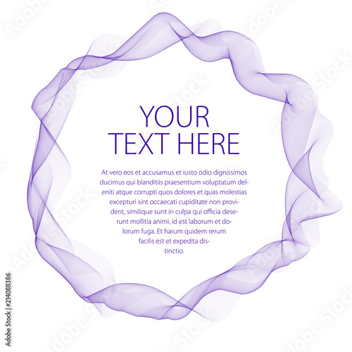 Flowing smooth linear frame in a shape of circle. Vector abstract artistic beautiful background with copy space for text.  Isolated over white background.